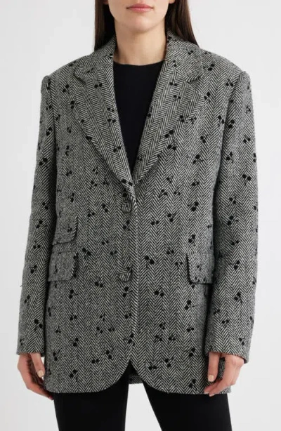 Cece Oversize Single-breasted Blazer In Gray
