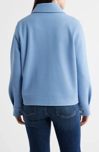 Cece Jewel Button Flannel Jacket In Blue