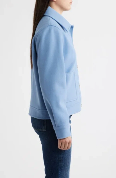 Cece Jewel Button Flannel Jacket In Blue