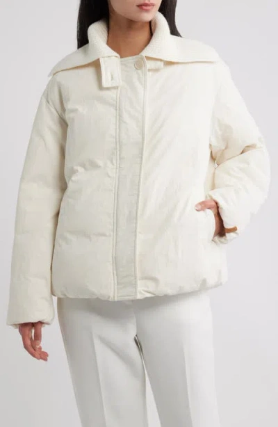 Vince Knit Collar Down Jacket In Neutral