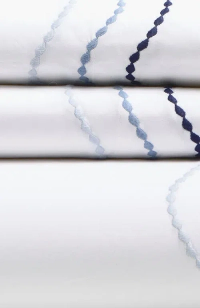 Matouk Serena Embroidered Percale Sheet Set In Blue