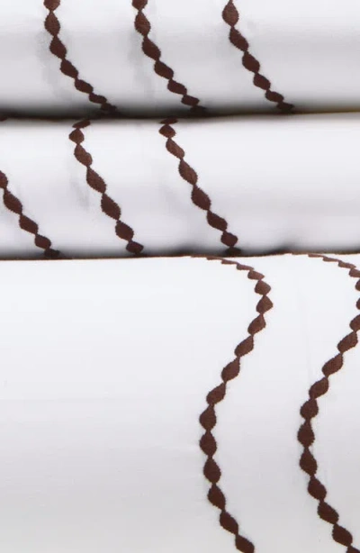 Matouk Serena Embroidered Percale Sheet Set In Brown
