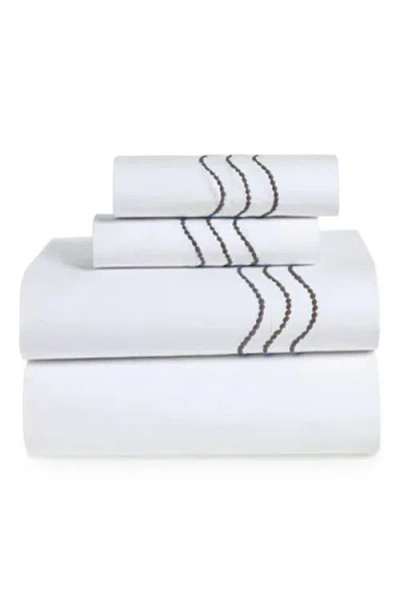 Matouk Serena Embroidered Percale Sheet Set In Brown