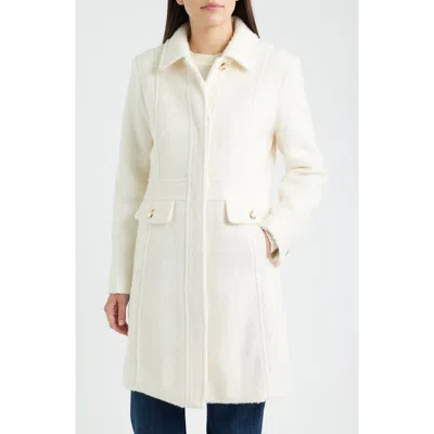 Sam Edelman Bouclé Longline Coat In White
