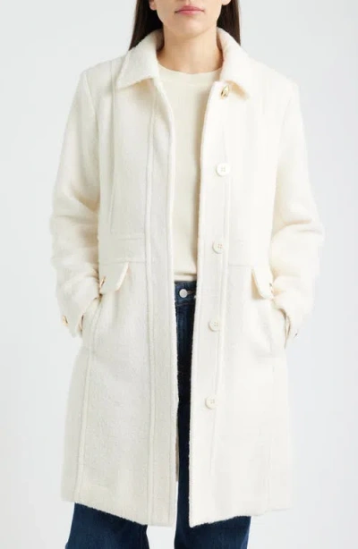 Sam Edelman Bouclé Longline Coat In White