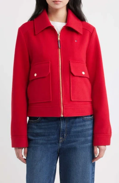 Tommy Hilfiger Crop Work Jacket In Red