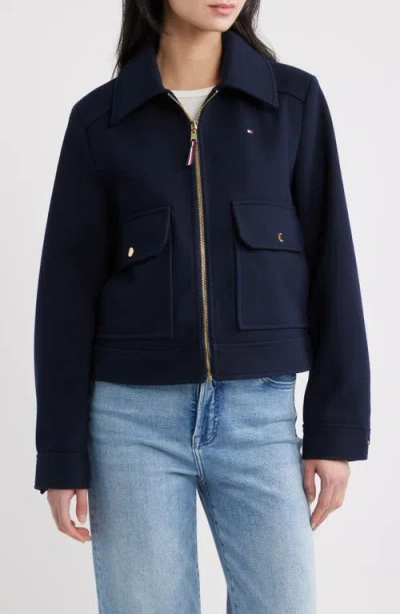 Tommy Hilfiger Crop Work Jacket In Blue