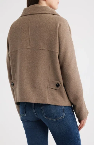 Bernardo Double Breasted Flannel Coat In Brown