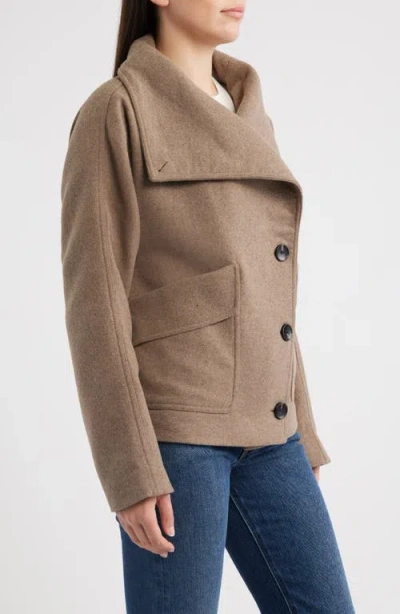 Bernardo Double Breasted Flannel Coat In Brown