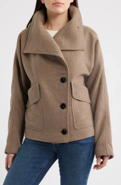 Bernardo Double Breasted Flannel Coat In Brown