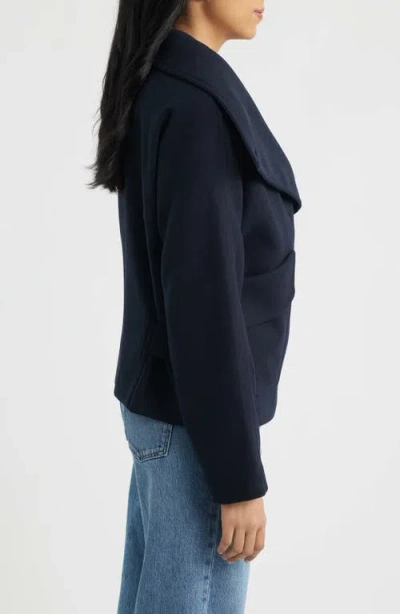 Bernardo Double Breasted Flannel Coat In Blue