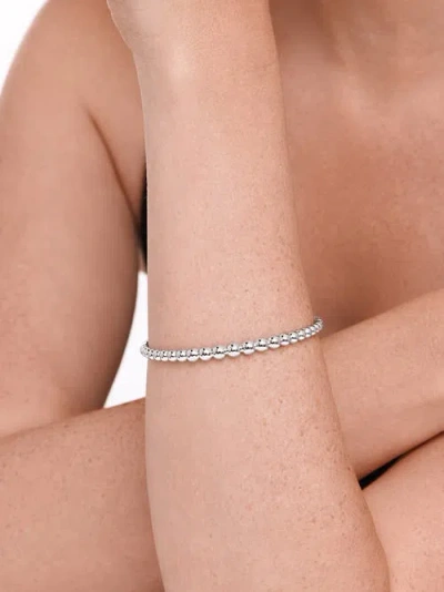 Devata Beaded Ball Bangle Bracelet In Silver