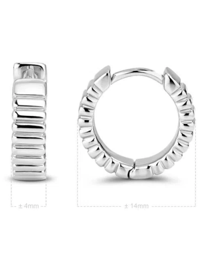 Devata Ribbed Hoop Earrings In Silver