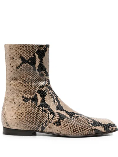 Khaite Colt Python-embossed Leather Bootie In Neutro