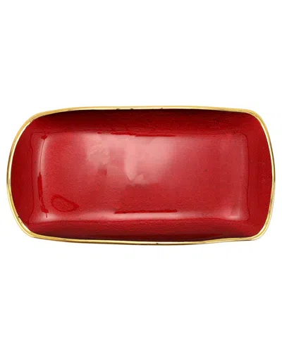 Vietri Metallic Glass Ruby Rectangular Tray In Red