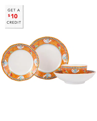 Vietri Melamine Campagna Uccello 4pc Flatware Set In Orange