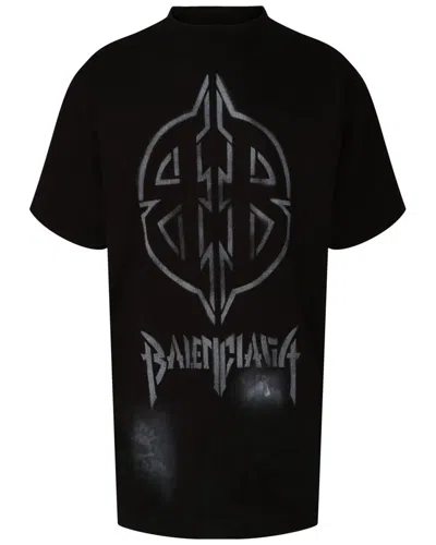 Balenciaga Metal Bb Stencil Oversized Vintage T-shirt In Black