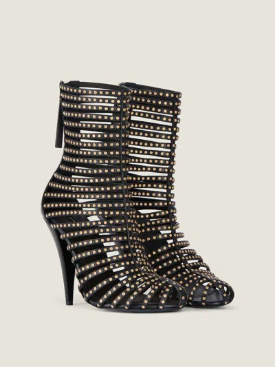 Givenchy Cage Ankle Boots In Leather With Studs In Black