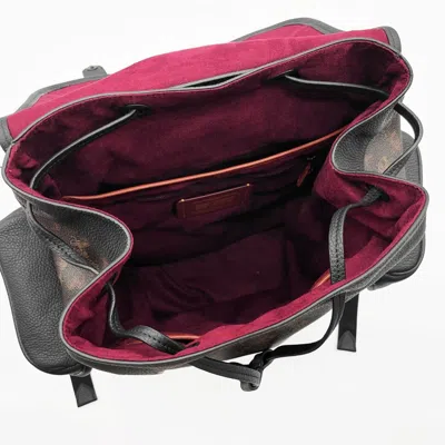 Pre-owned Coach Black Brown Pvc Leather Backpack () In Multi