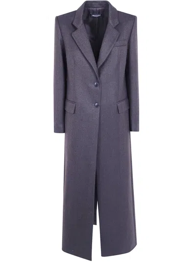 Drhope Herringbone Single-breasted Coat In Brown
