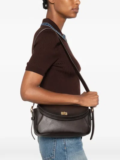 Sandro Medium Le Mambo Leather Shoulder Bag In Brown