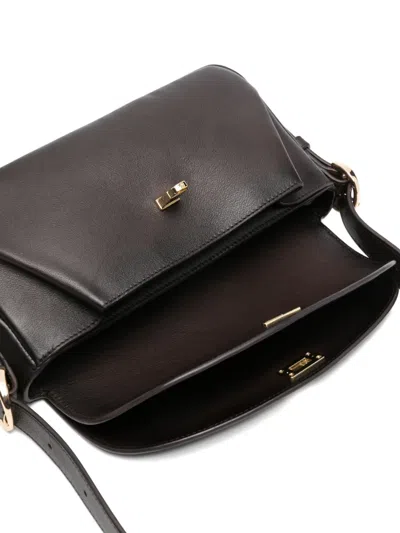 Sandro Medium Le Mambo Leather Shoulder Bag In Brown