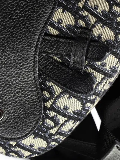 Pre-owned Dior Saddle Oblique Canvas Mini Backpack In Blue