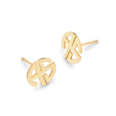 Bargainbazaar Two Initial Block Monogram Gold Earrings