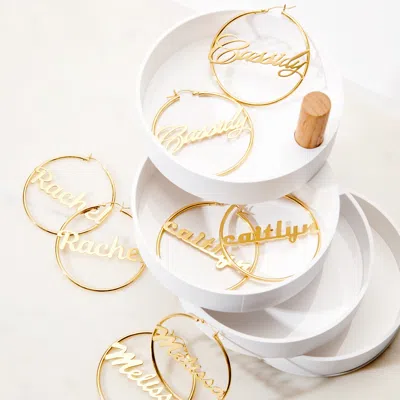 Bargainbazaar Magnolia Script Gold Name Hoops