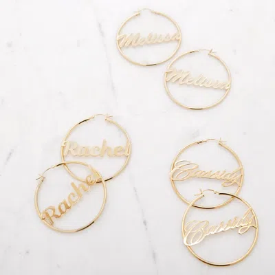 Bargainbazaar Magnolia Script Gold Name Hoops