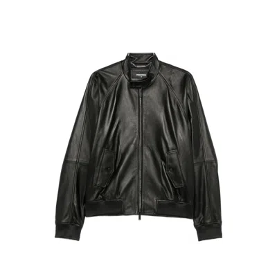 Dsquared2 Zip-up Leather Jacket In Black