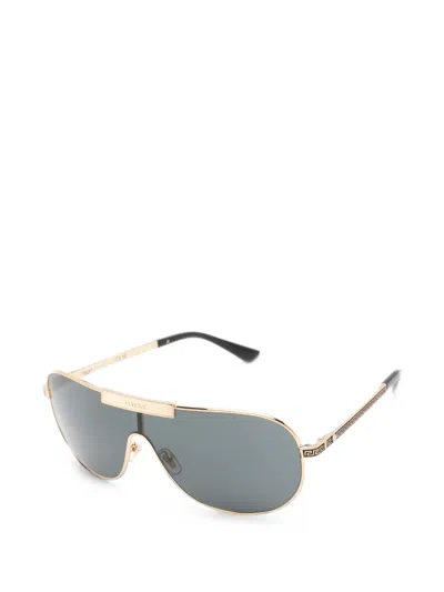 Versace Greca Flow Mask Pilot-frame Sunglasses In Gold