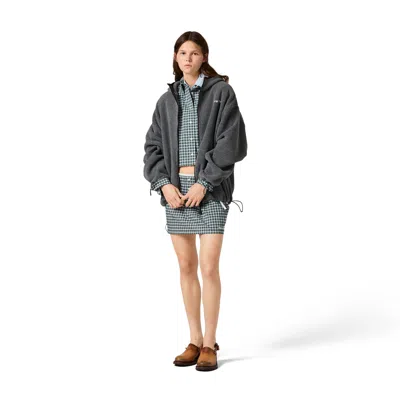Miu Miu Hooded Jacket Elasticated Cuffs Drawstring Hem In Grey