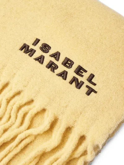 Isabel Marant Firny Fringed Embroidered Alpaca-blend Scarf In Yellow