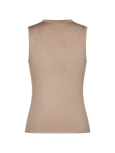 Max Mara Metallic-thread Ribbed Top In Brown