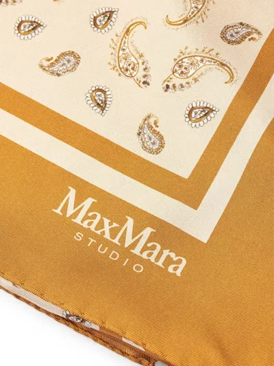Max Mara Paisley-print Silk Scarf In Brown