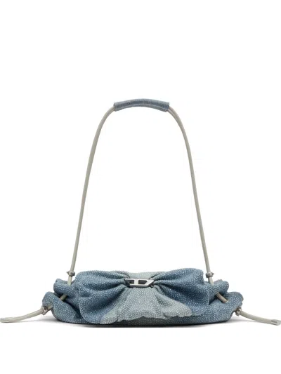 Diesel Ruched Handbag In Gradient Blue Fabric With Comfortable Strap In Blue