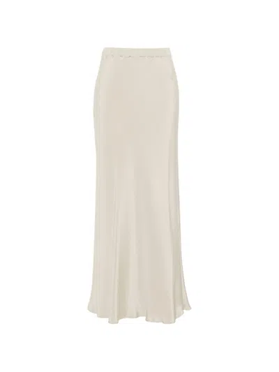 Max Mara Elasticated Silk Maxi Skirt In Sand