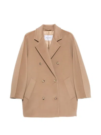 Max Mara Rebus Double-breasted Notched-lapels Coat In Sand