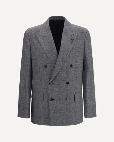 Lardini Grey Pied De Poule Double Breasted Blazer In Gray