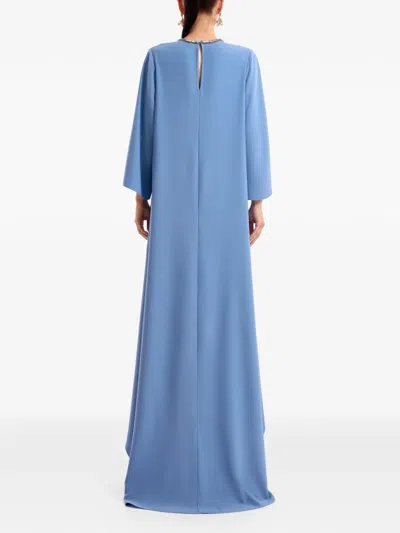 Gemy Maalouf Beaded-bow Kaftan In Blue