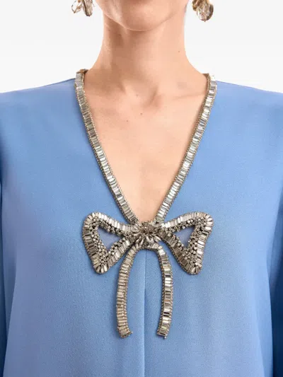 Gemy Maalouf Beaded-bow Kaftan In Blue