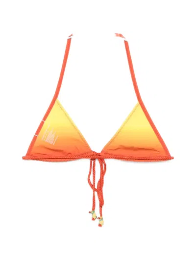 Christopher Esber Cusa Gradient-effect Charm-detail Bikini Top In Orange