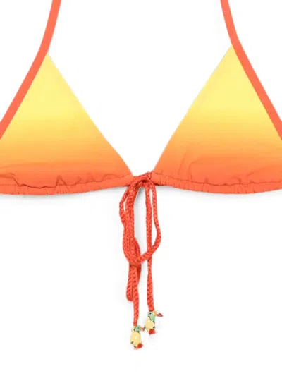 Christopher Esber Cusa Gradient-effect Charm-detail Bikini Top In Orange
