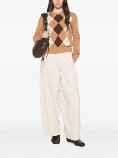 Jucca Argyle-pattern Crew-neck Sweater In Brown