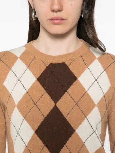 Jucca Argyle-pattern Crew-neck Sweater In Brown