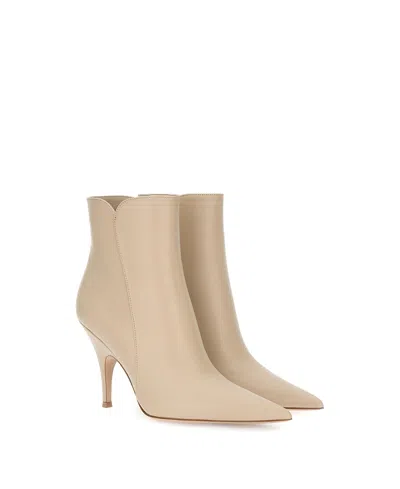 Gianvito Rossi Sofia 95 Leather Ankle Boots In Neutral