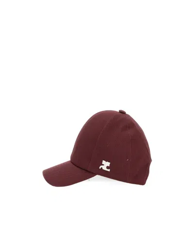 Courrèges Logo-patch Cotton Cap In Red