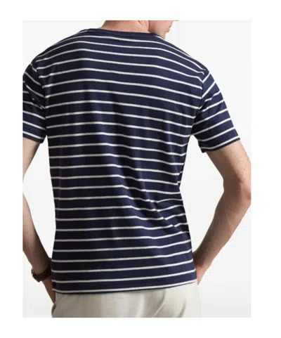 Polo Ralph Lauren Cotton Stripe Polo Pony Slim T-shirt In Blue