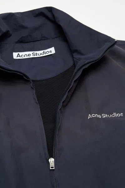 Acne Studios Washed Logo Jacket In Blue